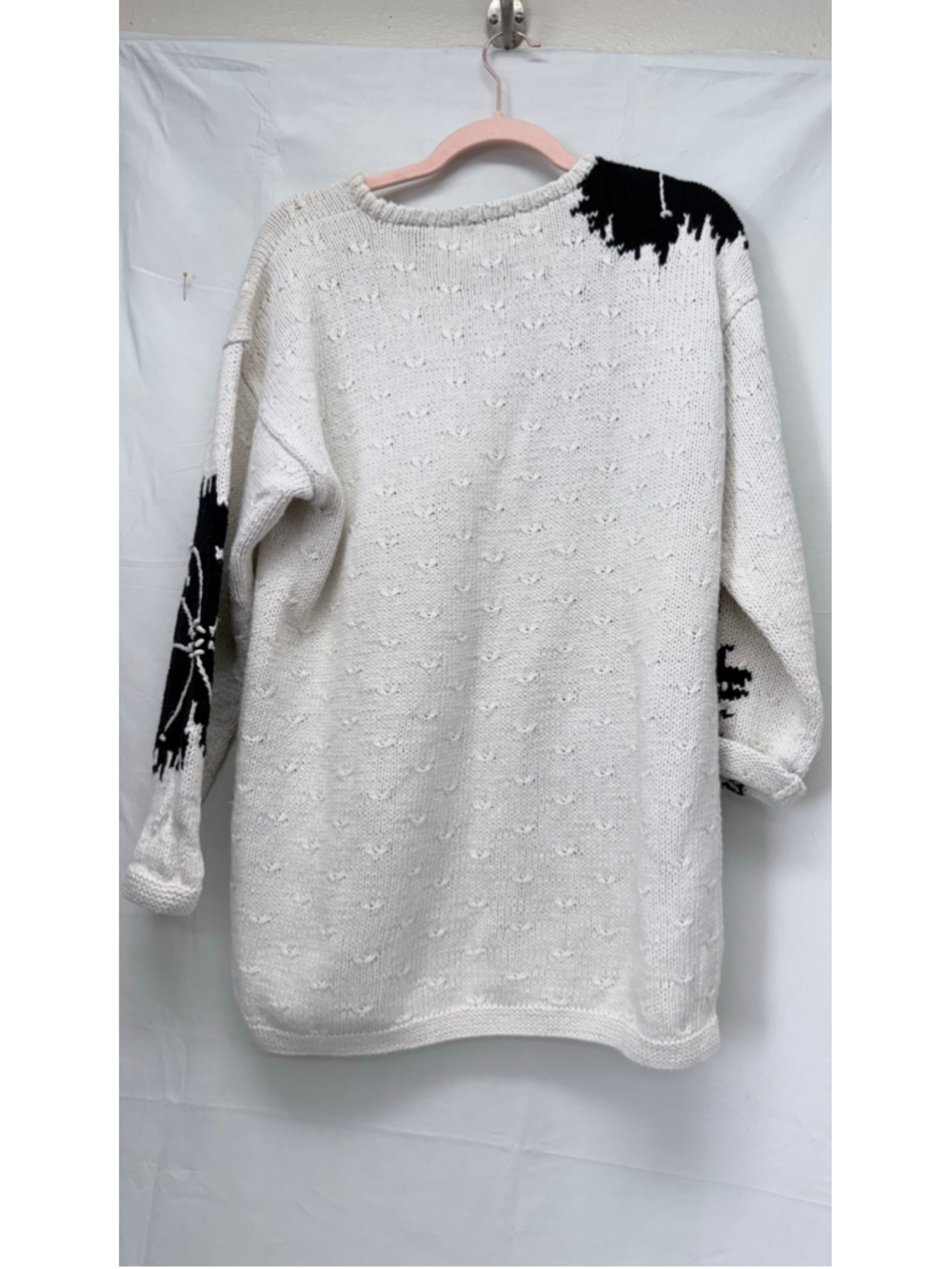 Women's Vintage Regatta Sport Floral Crew Neck Sweater White Black Size M - Picture 2 of 11